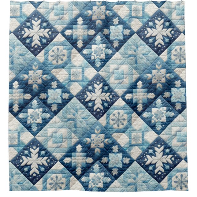 Quilted Christmas Design Shower Curtain (Front)