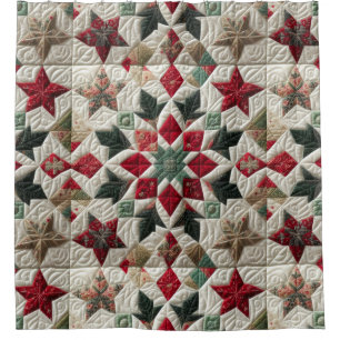 Quilted Christmas Design Shower Curtain
