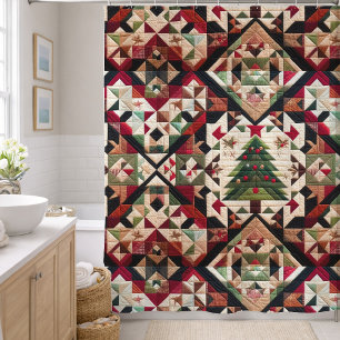 Quilted Christmas Design Shower Curtain