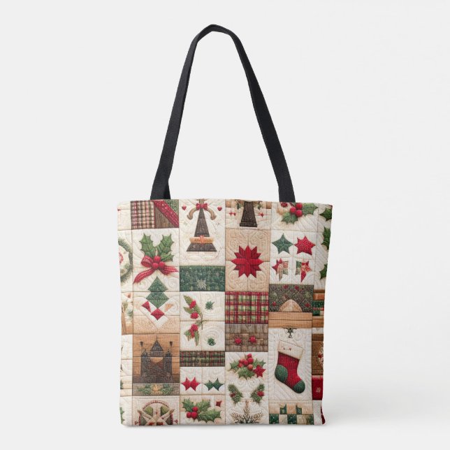 Quilted Christmas Design Tote Bag (Back)