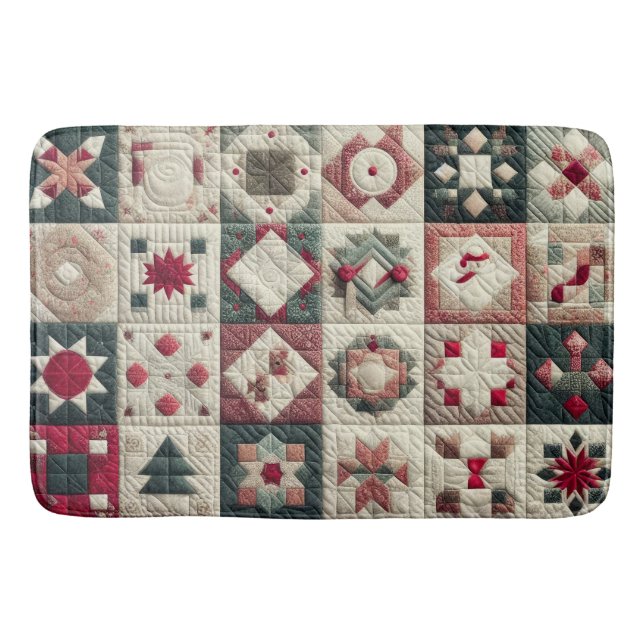 Quilted Christmas Designs Bath Mat (Front)