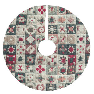 Quilted Christmas Designs Brushed Polyester Tree Skirt