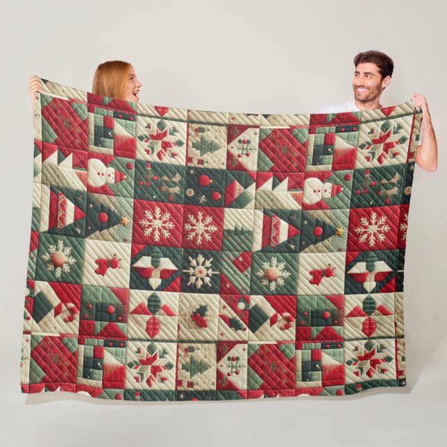 Quilted Christmas Designs Fleece Blanket (In Situ)