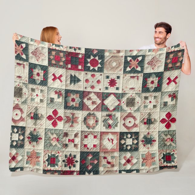 Quilted Christmas Designs Fleece Blanket (In Situ)