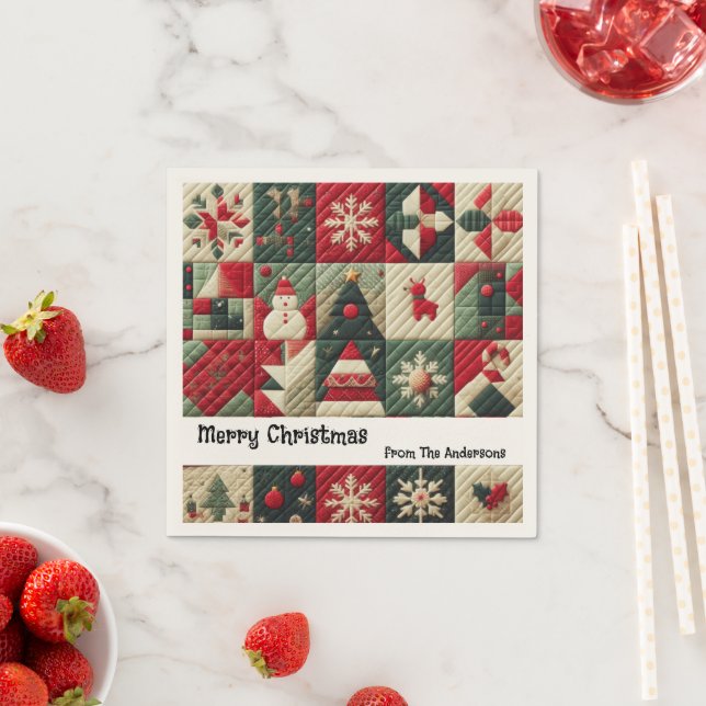 Quilted Christmas Designs Message Napkin (Insitu)