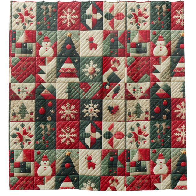 Quilted Christmas Designs Shower Curtain (Front)
