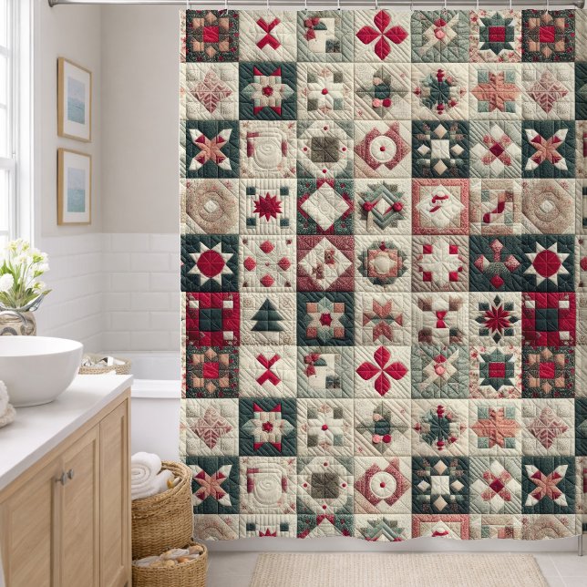 Quilted Christmas Designs Shower Curtain (Creator Uploaded)