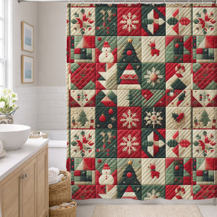 Quilted Christmas Designs Shower Curtain