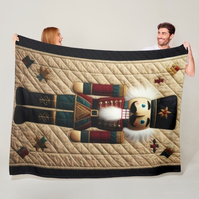 Quilted Christmas Nutcracker Fleece Blanket (In Situ)