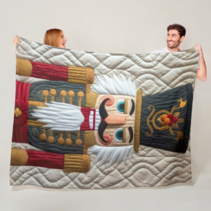 Quilted Christmas Nutcracker Fleece Blanket