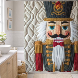 Quilted Christmas Nutcracker Shower Curtain