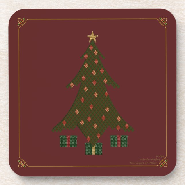 Quilted Christmas Square Coaster (Front)
