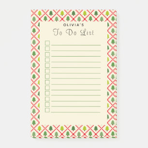 Quilted Christmas Trees To Do List Post-It Notes