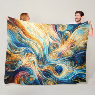Quilted Colourful Abstract Design Fleece Blanket