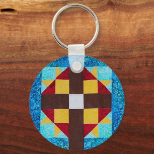 Quilted Cross key chain