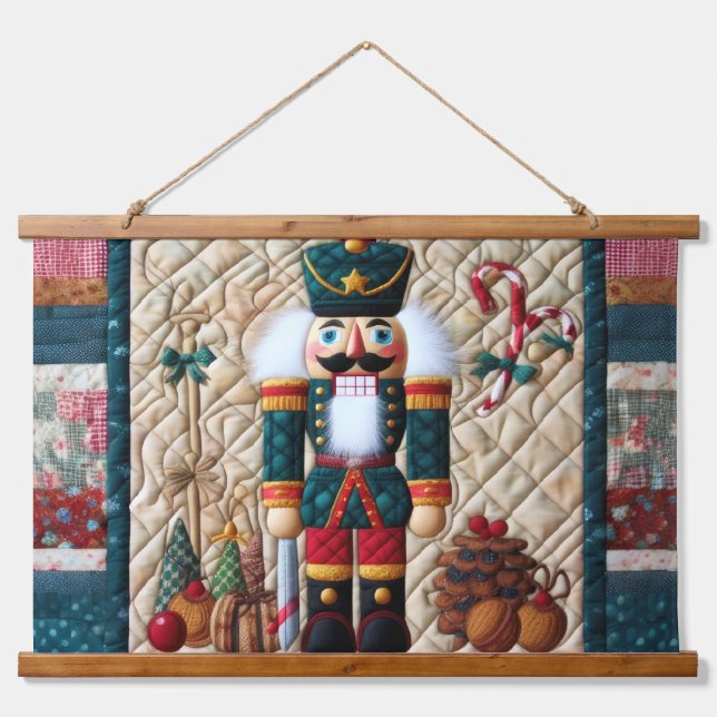 Quilted Design Nutcracker Christmas Hanging Tapestry (Front)