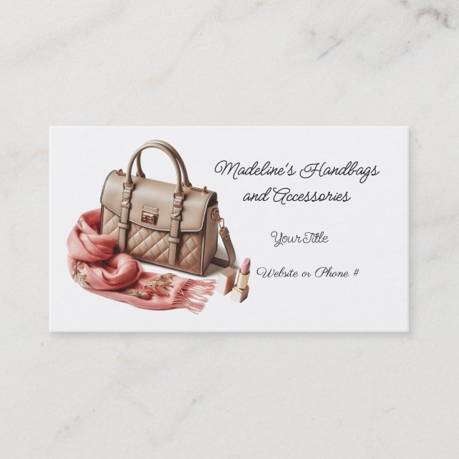 Quilted Designer Handbag Accessories Business Card (Front)