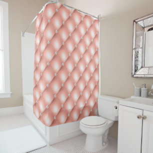 Quilted Diamond Sparkly Rose Gold Pink Luxury Shower Curtain
