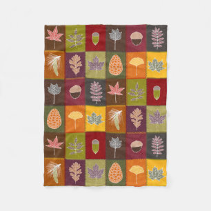 Quilted Fall Leaves Fleece Blanket