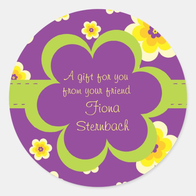 Quilted Floral Gift Sticker (Front)