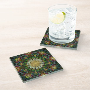 Quilted Flower Glass Coaster