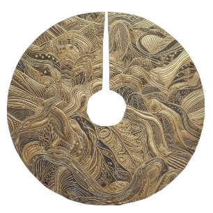 Quilted Gold Abstract Design Brushed Polyester Tree Skirt