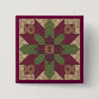 Quilted Green Burgundy Star 15 Cm Square Badge