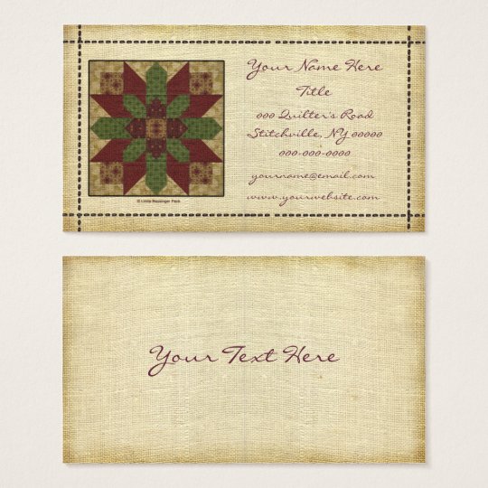 Quilted Green Burgundy Star Business Card