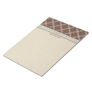 Quilted Green Burgundy Star Notepad