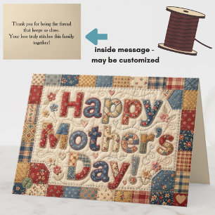 Quilted "Happy Mother's Day" Colorful Heartfelt Card