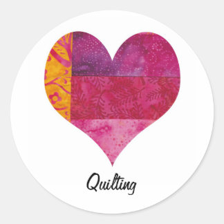 Quilted Heart Classic Round Sticker