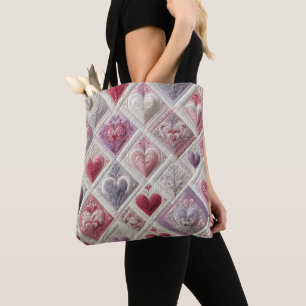Quilted Heart Design Tote Bag