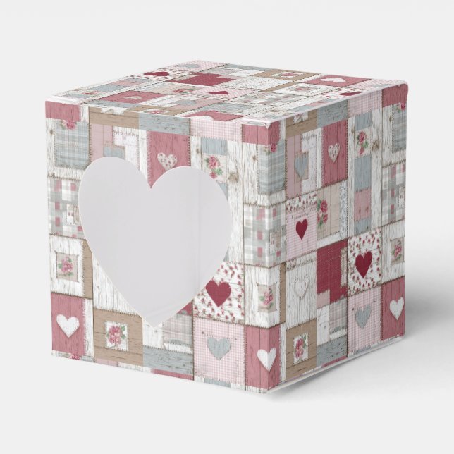Quilted Hearts Favour Box (Front Side)