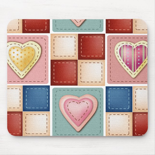 Quilted Hearts Mouse Mat (Front)