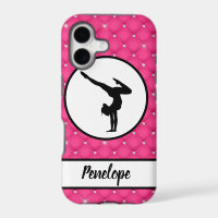 Quilted Hot Pink Faux Rhinestone Handstand