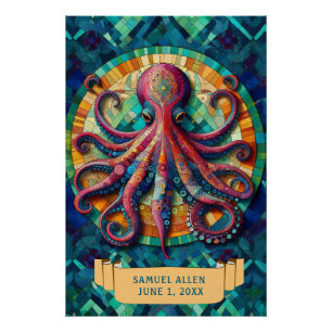 QUILTED LOOK COLORFUL OCTOPUS POSTER