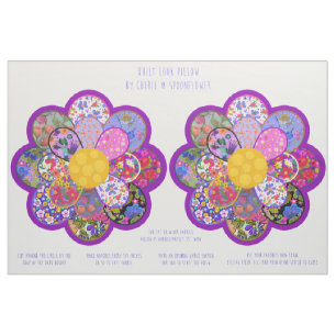 Quilted Look Floral Round Pillow Cut and Sew Kit Fabric