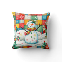 Quilted Look Frosty the Snowman with Patchwork