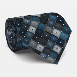 Quilted Navy Diamond Groomsmen Wedding Tie