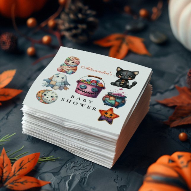 Quilted Patchwork Halloween Baby Shower Napkin (Creator Uploaded)