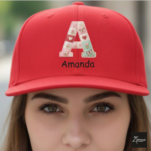 Quilted Patchwork Initial Letter A Nursery Trucker Hat