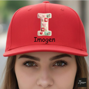 Quilted Patchwork Initial Letter I Nursery Trucker Hat