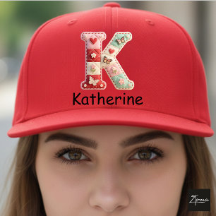 Quilted Patchwork Initial Letter K Nursery Trucker Hat