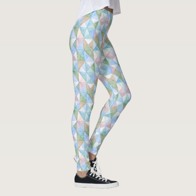 Quilted Patchwork Triangles in Sky Blue and Sage Leggings (Right)