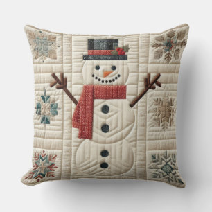 Quilted Pattern of Snowman Cushion