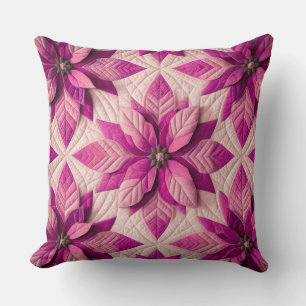 Quilted Pattern Poinsettia Pink Cushion