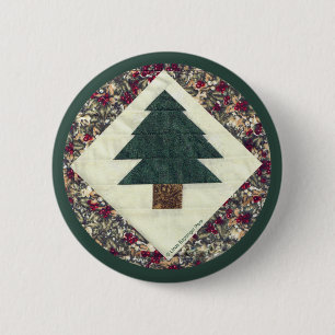 Quilted Pine Tree 6 Cm Round Badge