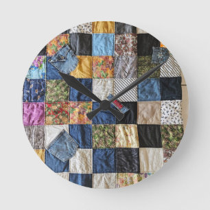 Quilted Pocket Design Round Clock