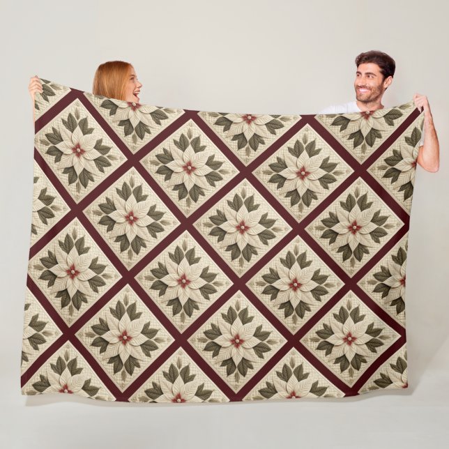 Quilted Poinsettia Fleece Blanket (In Situ)