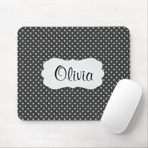 Quilted Polka Dots with Name Mouse Mat